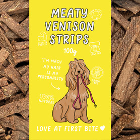 Just 'Ere Fot Treats - Meaty Venison Strips - 100g