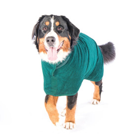 Ruff and Tumble Classic Dog Drying Coat Bottle Green (fabric trim)
