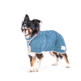 Ruff and Tumble Classic Dog Drying Coat Sandringham Blue (fabric trim)