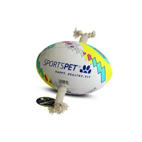 Sportspet Rugby Ball Size 3 in White, Yellow & Teal
