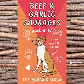 Just 'Ere Fot Treats - Beef & Garlic Sausages PK10
