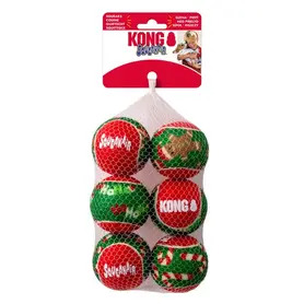 KONG Holiday SqueakAir Balls 6pk Medium 2025