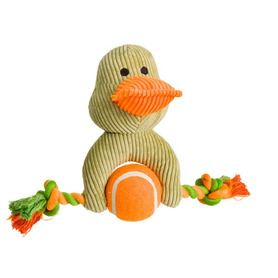 House of Paws Green Cord Duck Dog Toy with Tennis Ball and Rope