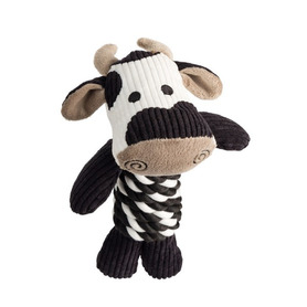 House of Paws White and Black Cord Cow Dog Toy with Rope Body