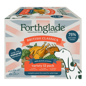 *10% OFF* Forthglade Complete Adult GF Variety British Classics (Chick/Lamb/Beef) & Veg 12x395g.BB - 10/2026