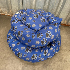 *REDUCED TO CLEAR* Donut Bed - Blue Paw Print Small