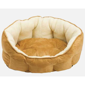 House of Paws Tan Faux Sheepskin Oval Bed