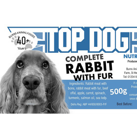 Burns Top Dog Rabbit With Fur Complete 500g