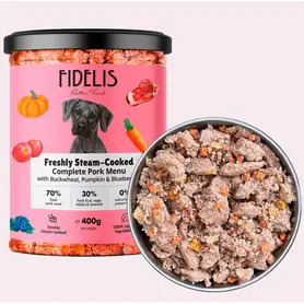 Sana Dog - Freshly Steam-Cooked Complete Pork with Buckwheat, Pumpkin and Blueberries 400g