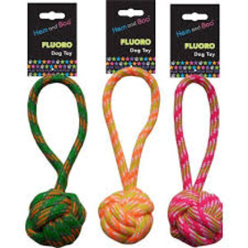 Hem&Boo Fluoro Rope Short Handle Ball Toy Assorted Colours