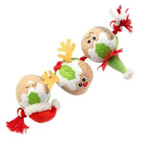 House of Paws 3x Christmas Pudding on a Rope Dog Toy