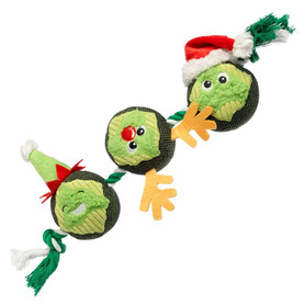 House of Paws Christmas 3x Brussel Sprouts on a Rope Dog Toy