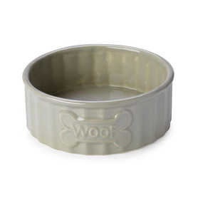 Woof Bone Ceramic Dog Bowl Mink