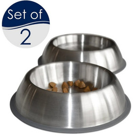 PetFusion Premium Brushed Anti-tip Small Dog & Cat Bowls. Set of 2