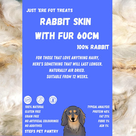 Just 'Ere Fot Treats - Rabbit Skin with Fur 60cm - Pack of 3