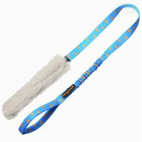 Faux Fur Bungee Chaser Tug Toy - Royal Blue Handle