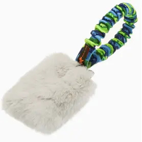 Faux Fur Pocket Bungee Squeaker  - Green Pattern