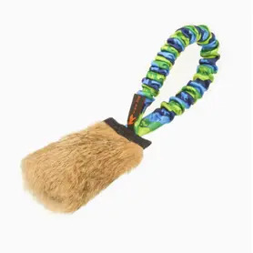 Faux Fur Pocket Bungee Squeaker  - Green Pattern