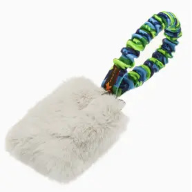 Faux Fur Pocket Bungee Squeaker - Green Handle