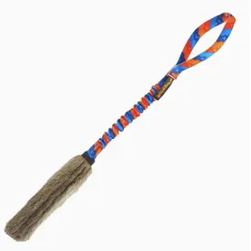 Wondabunny Bungee Tug - Rabbit Fur Dog Toy - Orange Pattern