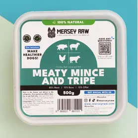 Mersey Raw 80:10:10 - Meaty Mince & Tripe 500g