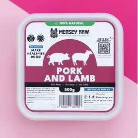 Mersey Raw 80:10:10 - Pork & Lamb 500g