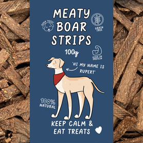 Just 'Ere Fot Treats - Meaty Boar Strips - 100g