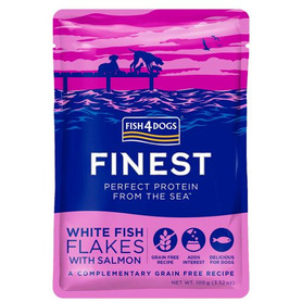 Fish4Dogs Finest White Fish Flakes with Salmon 100g