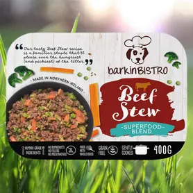 Barkin Bistro Beef Stew Cooked Dog Food 400g