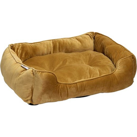 House Of Paws Mustard Velvet Square Bed