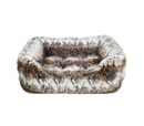 Brown Cosy Fur Print Square Beds 