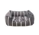 Grey Velvet Stripes Square Bed 